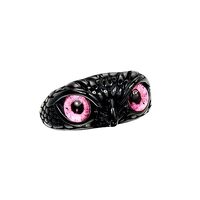 PAMTIER 10MM Unisex Stainless Steel Vintage Gothic Demon Eye Owl Biker Ring with Pink Gemstone Eyes 