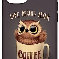 iPhone 13 Pro Cute Night Owl Coffee Case