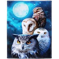 KLRIGR Soft Cozy Fleece Throw Blanket for Couch, Owls Moon, 40X50 Inches