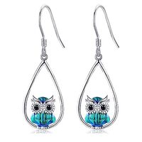 Owl Earrings Sterling Silver Owl Dangle Drop Earrings for Women Jewelry Gifts