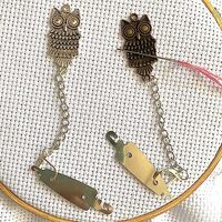 DPXWCCH 2 Pieces Owl Needle Minders for Cross Stitch, Magnetic Needle Nanny with Needle Threader DIY