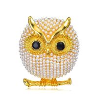 EMEGCY Owl Brooch Pins for Women Golden Owl Brooch Pins Pearl Owl Brooch Gold-plated Owl Lapel Pin J