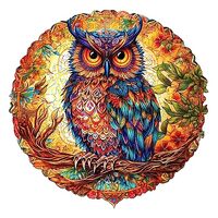 KAAYEE Wooden Jigsaw Puzzle, Charming Owl Puzzle, 8.6 * 8.6 Inches, 100 Pieces, Animal Unique Shaped