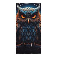 GAIGEO Night Blue Owl Beach Towel, Oversize Beach Towels, Thick Polyester Cotton Blanket, for Campin