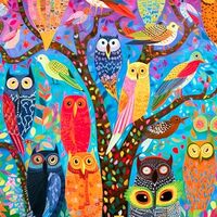 Cross & Glory - Owl Oasis: The Vibrant Perch - 1000 Piece Jigsaw Puzzle for Adults | Whimsical O