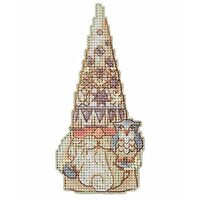 Mill Hill Owl Gnome Counted Cross Stitch Ornament Kit 2023 Jim Shore Woodland Gnomes JS202313, 2.25 