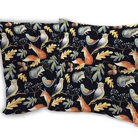 SKYDAWNY Animal Throw Pillow Covers 18x18 in Set of 2,Owl Bird Fox Hedgehog Leaves Pillow Cases Deco