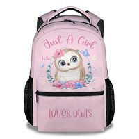 UNIKITTY Owl Backpack for Girls, 16 Inch Pink Backpacks with Adjustable Straps, Cute, Large Capacity