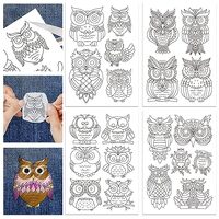 GLOBLELAND 4 Sheets Owl Pattern Water Soluble Embroidery Hand Sewing Stabilizers for Fabric Stitch P