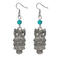 Owl Earrings for Women Bohemian Vintage Antique Indian Owl Bird Earrings Boho Ethnic Gypsy Tribal Tu