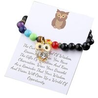 FEELMEM Owl Charm Bead Bracelet Owl Gift Owl Bird Jewelry Owl Symbol Of Wisdom Wishes Owl Lady Gift 