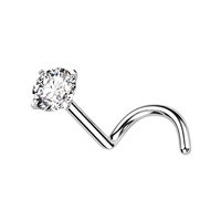 Pierced Owl 20GA F136 Implant Grade Titanium Prong Set CZ Crystal Nose Screw (Clear)