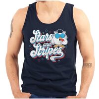 Tootsie Owl USA Stars and Stripes Tank Top T Shirts Men Women Navy