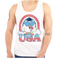 Tootsie Mr Owl American Patriot USA Tank Top T Shirts Men Women White