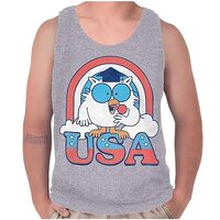 Tootsie Mr Owl American Patriot USA Tank Top T Shirts Men Women Sport Grey