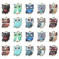 DanLingJewelry 30Pcs 10 Styles Halloween Owl Enamel Charms Colorful Animal Charms Flower Printed Owl