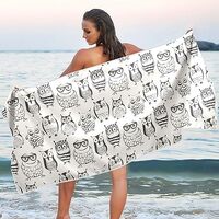 BOENLE Vintage Owls Beach Towel for Women Men, Sand Free Bath Towel Absorbent Quick Dry Soft Lightwe