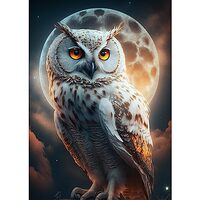 MXJSUA DIY 5D Owl Super Moon Diamond Art Painting Kits for Adults Beginners,Animal Diamond Art Kit,F