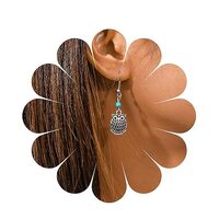 Andelaisi Boho Turquoise Owl Earrings Tribal Turquoise Owl Drop Earrings Vintage Owl Hook Earrings E