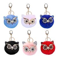 EUBUY Mini Owl Plush Keychain, 6 Pieces 3.2 Inch Cute Owl Faux Fur Keychain Handbag Purse Keyring Ba