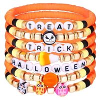 twinkle eye Halloween Beaded Bracelets Heishi Stretch Bracelet Set Boho Treat Trick Candy Corn Hocus