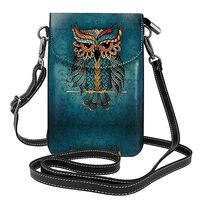Womens Small Crossbody Bag for Ethnic Owl, Smart Phone Pouch, Soft Leather Shoulder Bag for Passport