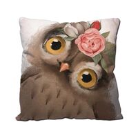 IBILIU Watercolor Owl Throw Pillow Covers 18X18,Cute Owl Flower Brown Owl Cotton Linen Cushion Cases
