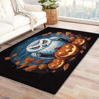 Washable Rugs for Living Room Bedroom, Halloween Rug & Home Decor, Owl and Pumpkin Area Rug 3x4,