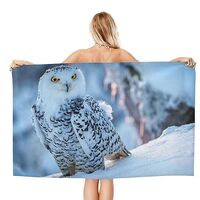 Relic Sheild Snowy Owl in Winter Microfiber Beach Towels Soft Beach Towel Absorbent Bath Towels Pool