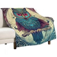 Psychedelic Soft Faux Fur Throw Blanket - Owl Flannel Lap Blanket for Couch Sofa Or Bed, Wild Animal