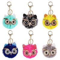 Framendino, 6 Pack Owl Pom Pom Keychain Fluffy Cute Owl Keychain Faux Animal Fur Pom Pom Keychain fo