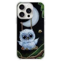 FancyCase for iPhone 15 Pro Case (6.1inch)-Lovely Moon Owl Design Cute Cartoon Animal Pattern Flexib