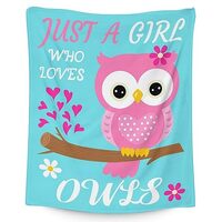 Owl Blanket Gifts - 40x50 Inches Cute Throw Blanket for Kids & Adults - Blue Soft Fuzzy Blankets