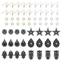 Spritewelry 12 Pair Black Stainless Steel Filigree Charm Earring Making Kit Gothic Style Teardrop Ow