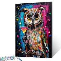 Tucocoo Cute Owl Colorful Paint by Numbers Kits with Brushes and Acrylic Pigment on Canvas Painting 