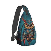 NOXOZNMOK Owl Sling Backpack Travel Sling Bag for Women Men Casual Chest Bags for Climbing Hinking R