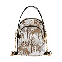 OTVEE Cute Woodland Animals Deer Fox Owl Small Crossbody Bag Quilted Handbags for Women Chain Should