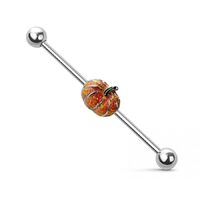 Pierced Owl - 14GA Little Glitter Pumpkin 316L Surgical Stainless Steel Industrial Cartilage Barbell