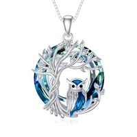TOUPOP Christmas Gifts Owl Tree of Life Pendant Necklace for Women Girls S925 Sterling Silver Owl In