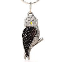 DANFORTH Barred Owl Keychain - Handcrafted Pewter - 2 1/8 Inches Tall - Made in the USA