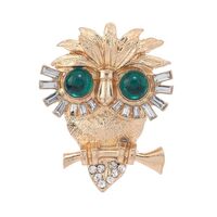 Owl Brooch Fashion Owl Rhinestone Green Gemstone Alloy Women's Brooch Pin Delicate Owl Brooch V