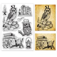 ORIGACH Owl Books Clear Stamps Silicone Stamps for Cards Making DIY Scrapbooking Photo Album Decorat