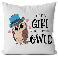 Likjad Cut owl Pillows，owl Pillow Covers 18x18，just a Girl who Loves Owls，owl Gifts for Women