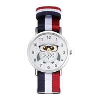 Cute Owl Nylon Watch Adjustable Wrist Watch Band Easy to Read Time with Printed Pattern Unisex