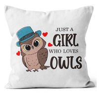 QGFM Owl Pillow Covers 18x18,Owl Decor for Home,Just A Girl Who Loves Owls Pillow Covers for Sofa Co