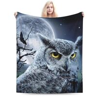 Uyeugv Owl Blanket Throw for Adult Women Men Girls -Gifts with Owl Fleece Blanket for Couch Sofa Bed