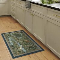 RUGGABLE x Morris & Co Washable Area Rug – Owl & Willow Green 2x3, Stain-Resistant, No