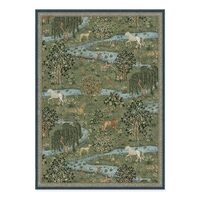 RUGGABLE x Morris & Co Washable Area Rug – Owl & Willow Green 5x7, Stain-Resistant, No