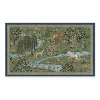 RUGGABLE x Morris & Co Washable Area Rug – Owl & Willow Green 3x5, Stain-Resistant, No