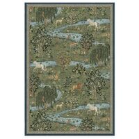 RUGGABLE x Morris & Co Washable Area Rug – Owl & Willow Green 6x9, Stain-Resistant, No